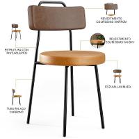 Kit 02 Cadeiras Decorativas Estofada Para Sala Jantar Barcelona L02 Couríssimo Marrom Whisky - 3