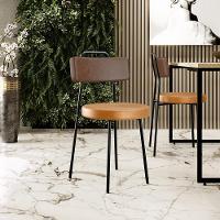 Kit 02 Cadeiras Decorativas Estofada Para Sala Jantar Barcelona L02 Couríssimo Marrom Whisky - 6