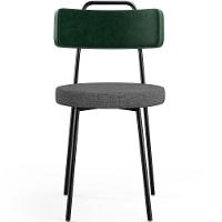 Kit 02 Cadeiras Estofada Sala De Jantar Barcelona L02 Facto Verde Musgo Linho Cinza Escuro - 2