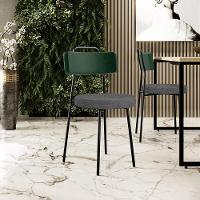 Kit 02 Cadeiras Estofada Sala De Jantar Barcelona L02 Facto Verde Musgo Linho Cinza Escuro - 6