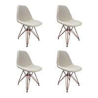 Kit 4 Cadeiras Jantar Estofadas Nude Eiffel Eames Base Cobre - Cor: Nude - 1