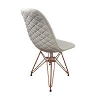 Kit 4 Cadeiras Jantar Estofadas Nude Eiffel Eames Base Cobre - Cor: Nude