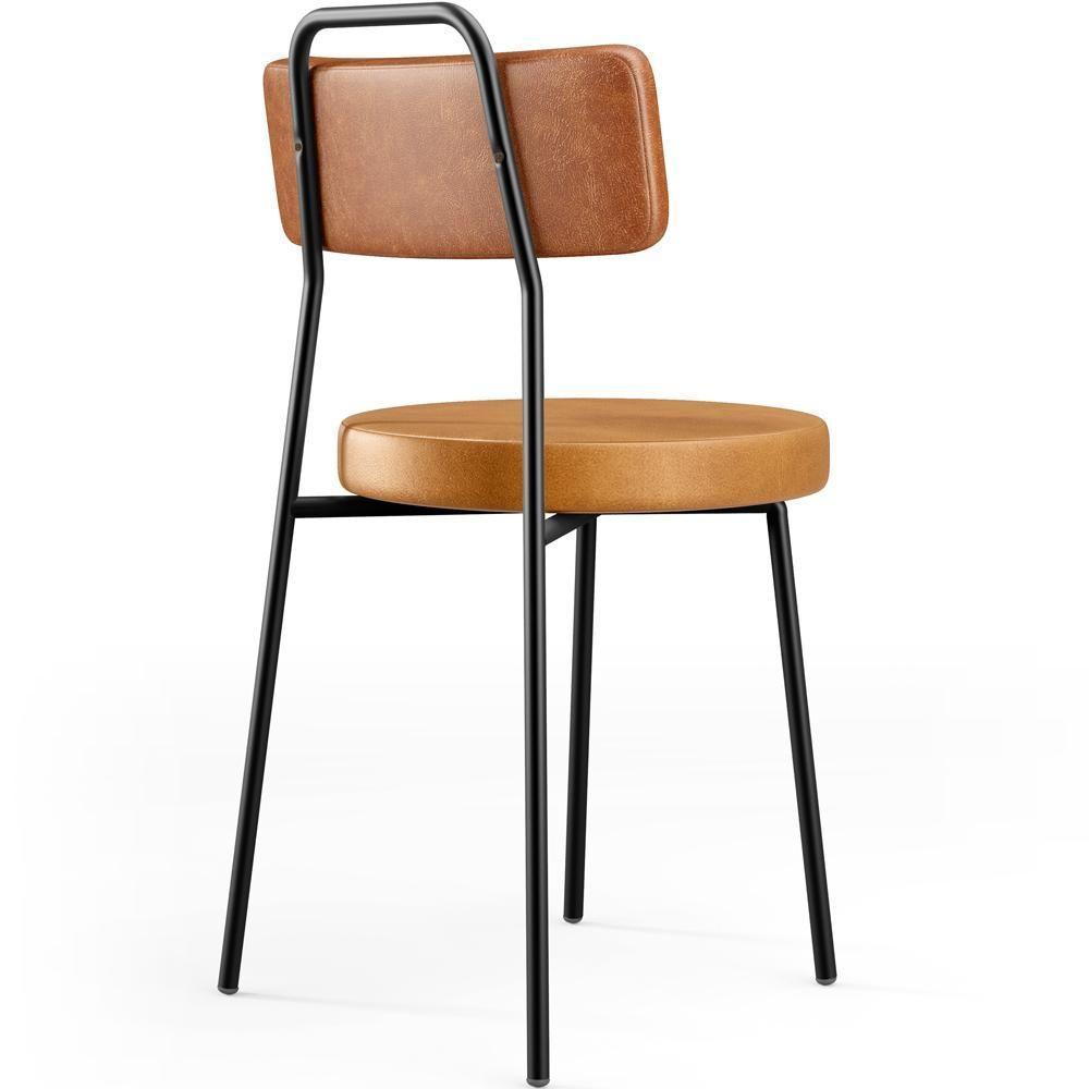 Kit 02 Cadeiras Decorativas Estofada Para Sala Jantar Barcelona L02 Couríssimo Camel Whisky - 2