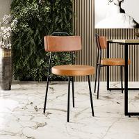 Kit 02 Cadeiras Decorativas Estofada Para Sala Jantar Barcelona L02 Couríssimo Camel Whisky - 5