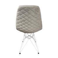 Kit 4 Cadeiras Jantar Estofadas Nude Eiffel Eames Base Ferro Branco - Cor: Nude - 3