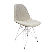 Kit 4 Cadeiras Jantar Estofadas Nude Eiffel Eames Base Ferro Branco - Cor: Nude - 6