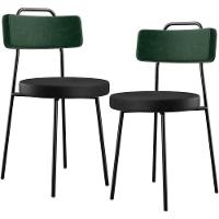 Kit 02 Cadeiras Estofada Para Sala Jantar Barcelona L02 Facto Verde Musgo Couríssimo Preto - 1
