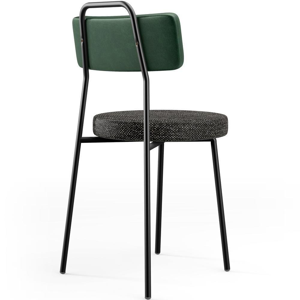 Kit 02 Cadeiras Decorativa Estofada Sala Jantar Barcelona L02 Facto Verde Musgo Linho Chumbo - 6