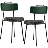 Kit 02 Cadeiras Decorativa Estofada Sala Jantar Barcelona L02 Facto Verde Musgo Linho Chumbo - 1