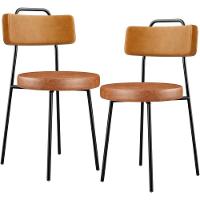 Kit 02 Cadeiras Decorativas Estofada Para Sala Jantar Barcelona L02 Couríssimo Whisky Camel - 1