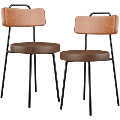 Kit 02 Cadeiras Decorativas Estofada Para Sala Jantar Barcelona L02 Couríssimo Camel Marrom