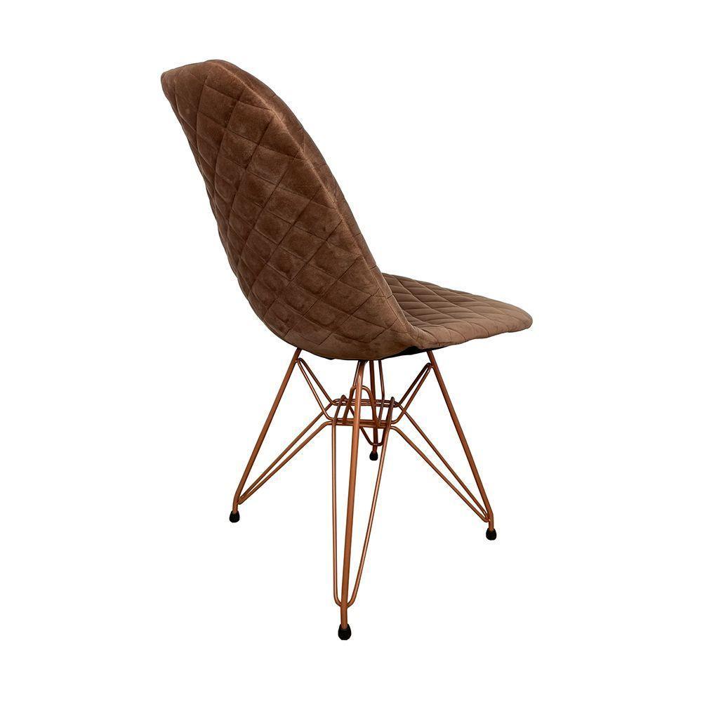Kit 4 Cadeiras Jantar Estofadas Caramelo Eiffel Eames Base Cobre - Cor: Caramelo - 5