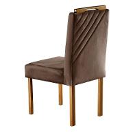 Par De Cadeiras Imperatriz Em Madeira Maciça E Tecido Veludo Marrom Móveis Mix Marrom Havana - 4