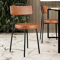 Cadeira Decorativa Estofada Para Sala De Jantar Barcelona L02 Couríssimo Camel - 6