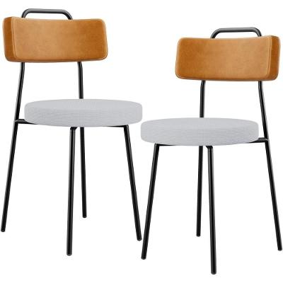 Kit 02 Cadeiras Decorativa Estofada Sala Jantar Barcelona L02 Couríssimo Whisky Linho Cinza