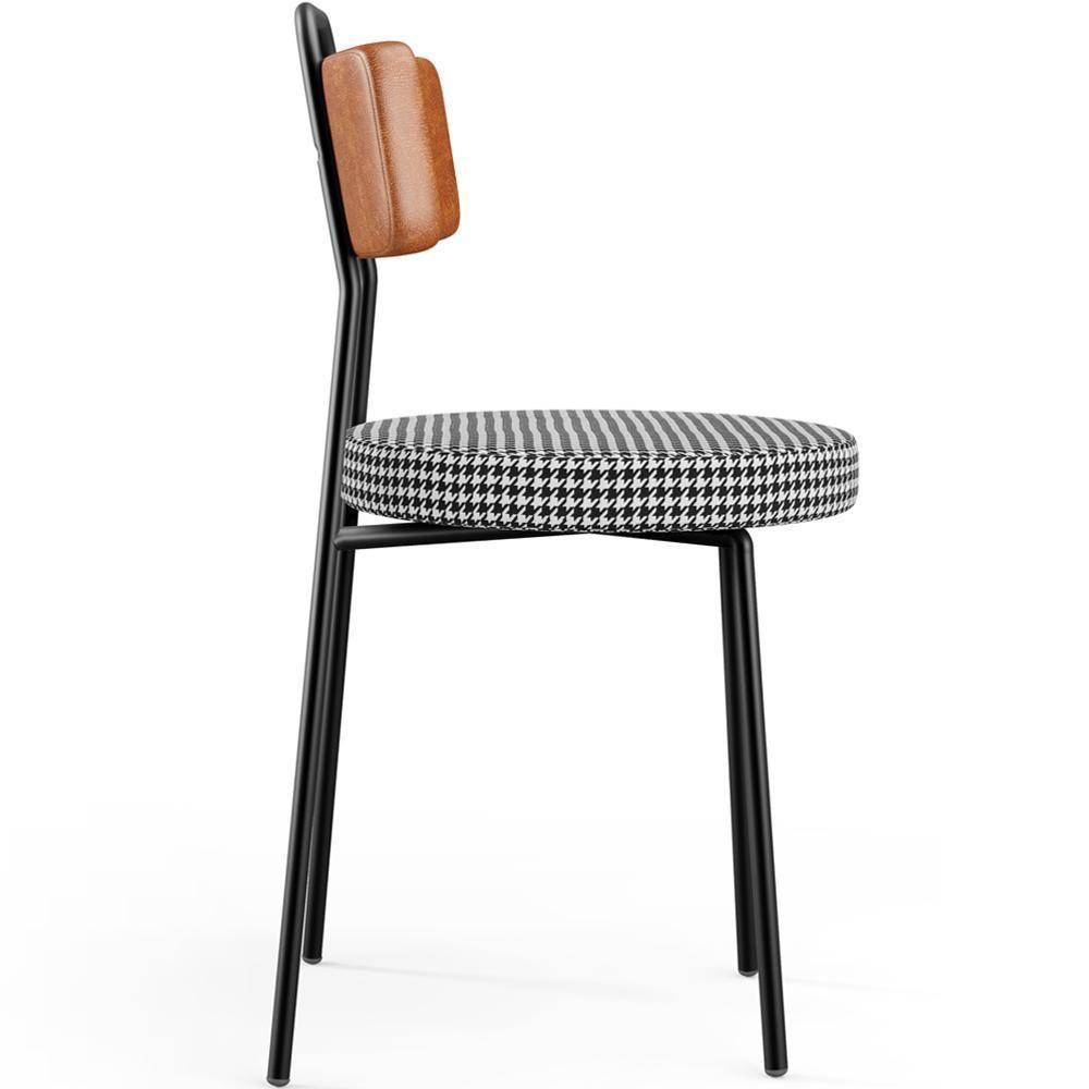 Cadeira Decorativa Estofada Para Sala De Jantar Barcelona L02 Couríssimo Camel Pied Poule - 3