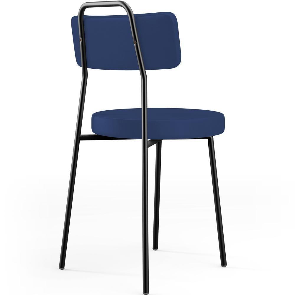 Cadeira Decorativa Estofada Para Sala De Jantar Barcelona L02 Facto Azul Marinho - 7
