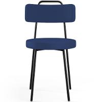 Cadeira Decorativa Estofada Para Sala De Jantar Barcelona L02 Facto Azul Marinho - 2