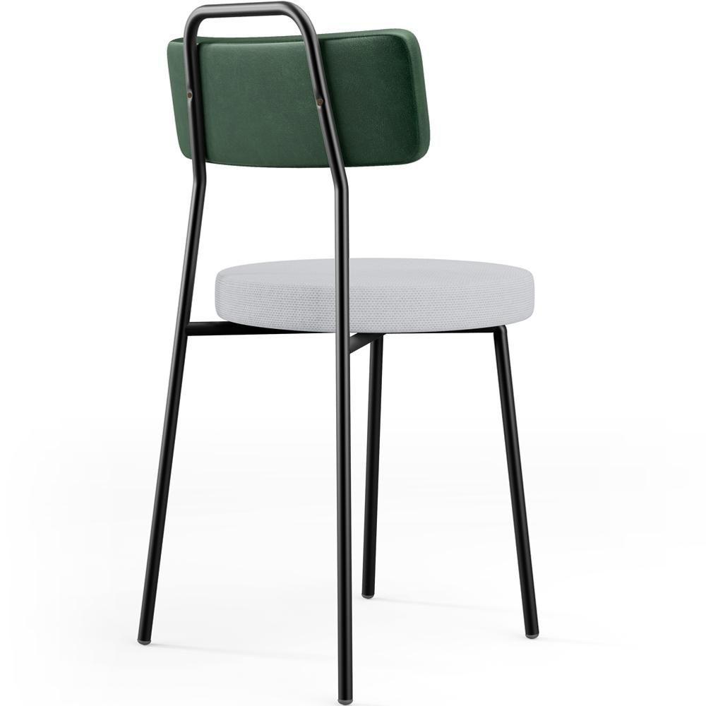 Kit 02 Cadeiras Decorativa Estofada Sala Jantar Barcelona L02 Facto Verde Musgo Linho Cinza - 7