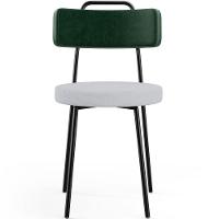 Kit 02 Cadeiras Decorativa Estofada Sala Jantar Barcelona L02 Facto Verde Musgo Linho Cinza