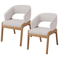 Kit 02 Cadeiras De Jantar E Estar Living Estofada Lince L02 Linho Bege - 1