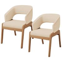 Kit 02 Cadeiras De Jantar E Estar Living Estofada Lince L02 Linho Bege Escuro - 1