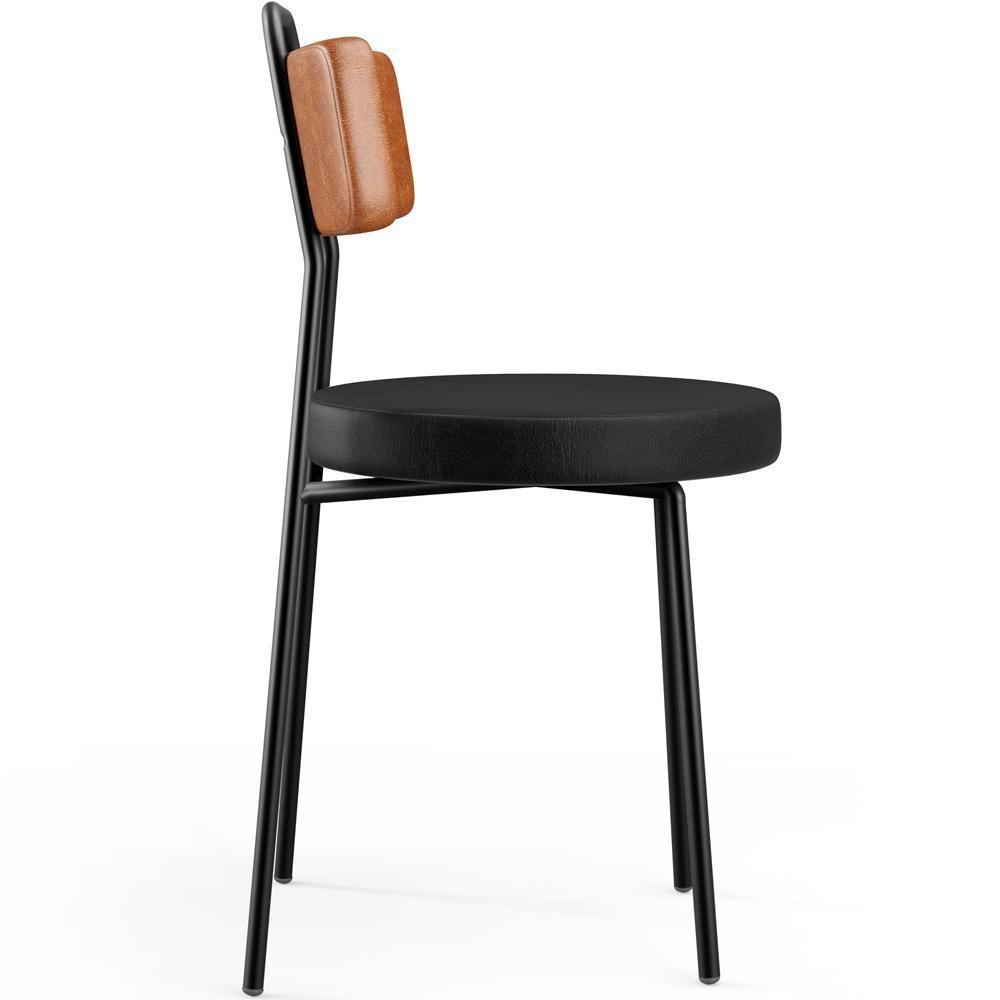 Cadeira Decorativa Estofada Para Sala De Jantar Barcelona L02 Couríssimo Camel Preto - 5