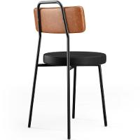 Cadeira Decorativa Estofada Para Sala De Jantar Barcelona L02 Couríssimo Camel Preto - 3