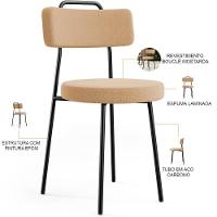 Kit 02 Cadeiras Decorativas Estofada Para Sala De Jantar Barcelona L02 Bouclê Mostarda - 8