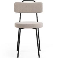 Kit 02 Cadeiras Decorativas Estofada Para Sala De Jantar Barcelona L02 Bouclê Creme - 2