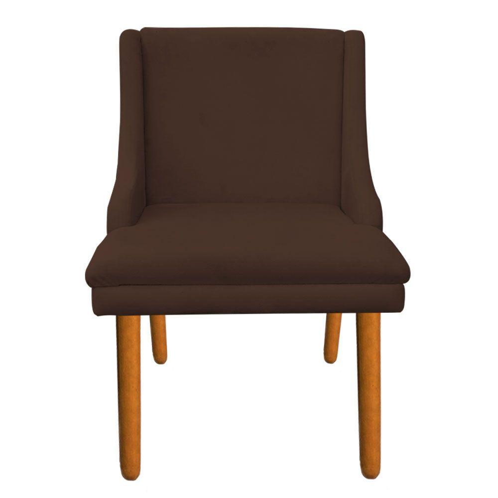 Kit 8 Cadeiras de Jantar Suede Marrom Pés Palito - 4