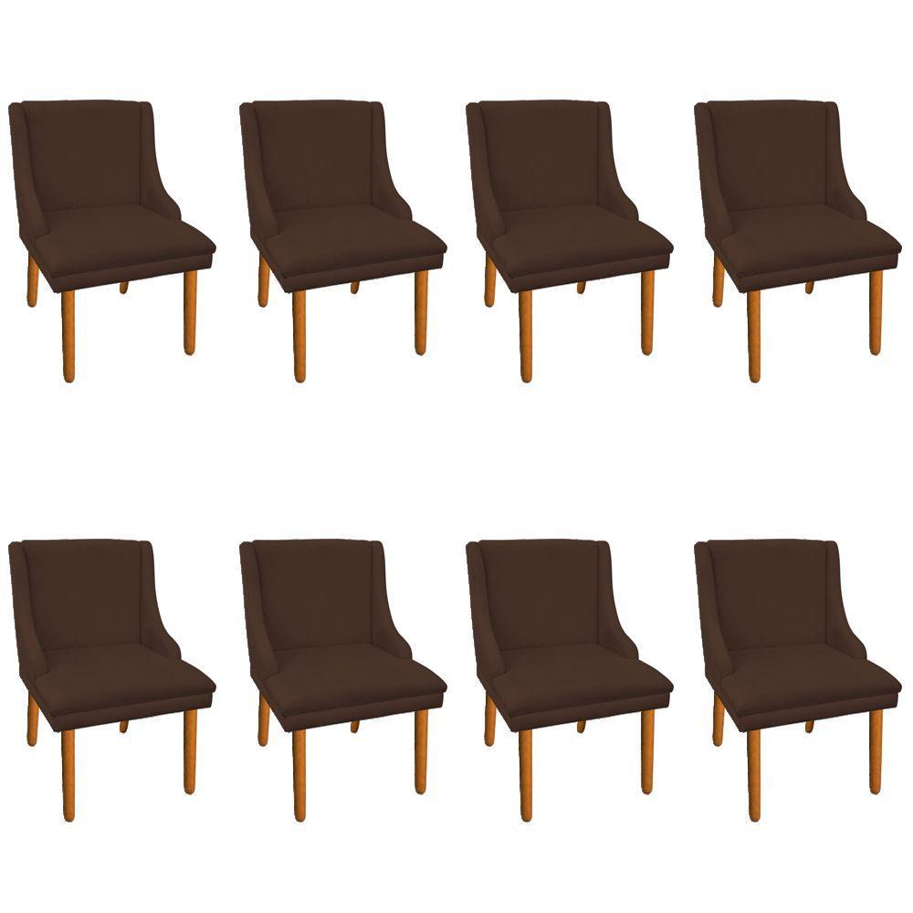 Kit 8 Cadeiras de Jantar Suede Marrom Pés Palito - 9