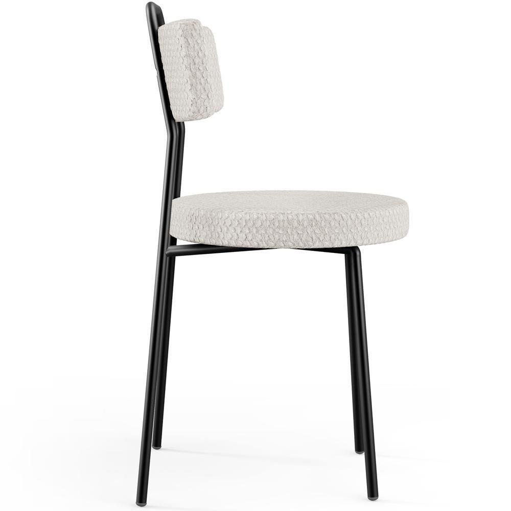 Kit 02 Cadeiras Decorativas Estofada Para Sala De Jantar Barcelona L02 Bouclê Cru - 6