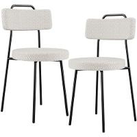 Kit 02 Cadeiras Decorativas Estofada Para Sala De Jantar Barcelona L02 Bouclê Cru - 1