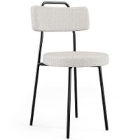 Kit 02 Cadeiras Decorativas Estofada Para Sala De Jantar Barcelona L02 Bouclê Cru - 5