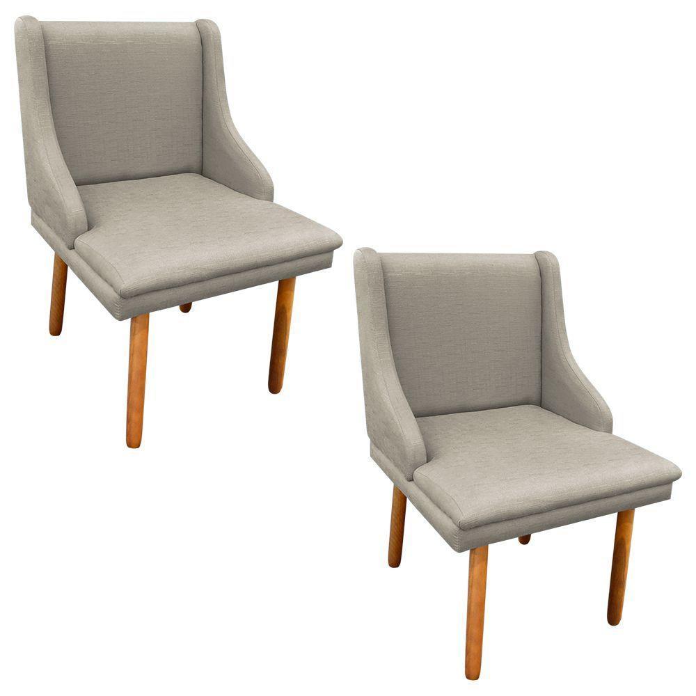 Kit 02 Cadeiras Sala de Jantar Liz Linho Bege - D'rossi - 1