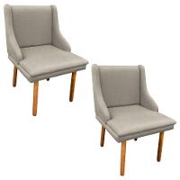 Kit 02 Cadeiras Sala de Jantar Liz Linho Bege - D'rossi - 1