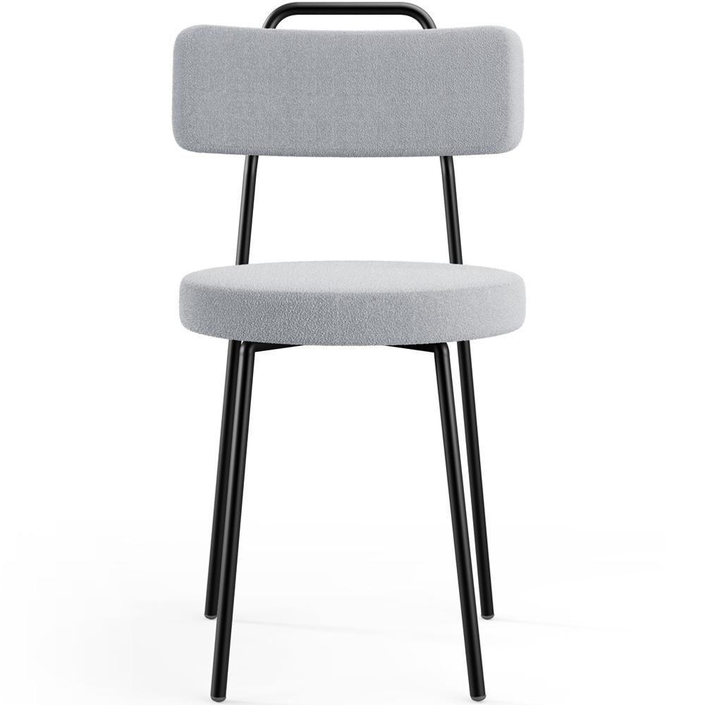 Kit 02 Cadeiras Decorativas Estofada Para Sala De Jantar Barcelona L02 Bouclê Cinza - 2