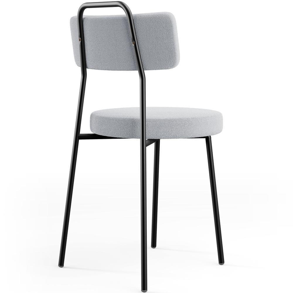 Kit 02 Cadeiras Decorativas Estofada Para Sala De Jantar Barcelona L02 Bouclê Cinza - 6