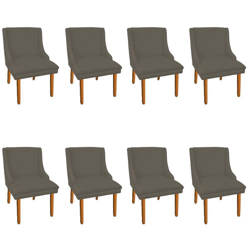 Kit 8 Cadeiras de Jantar Suede Marrom Rato Pés Palito - 1