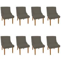 Kit 8 Cadeiras de Jantar Suede Marrom Rato Pés Palito - 1