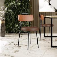 Cadeira Decorativa Estofada Para Sala De Jantar Barcelona L02 Couríssimo Camel Marrom - 7