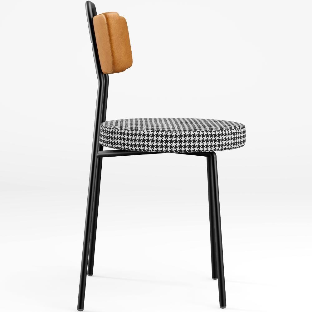 Kit 02 Cadeiras Decorativa Estofada Sala Jantar Barcelona L02 Couríssimo Whisky Pied Poule - 7