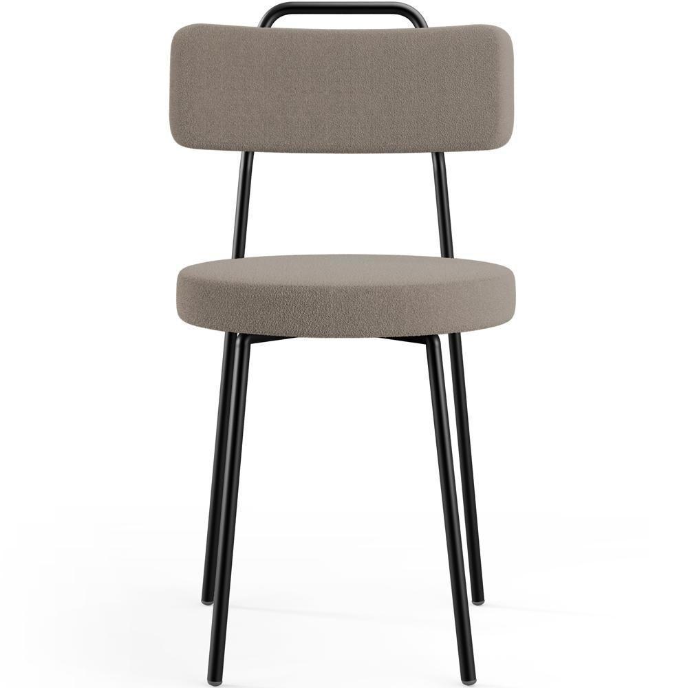 Kit 02 Cadeiras Decorativas Estofada Para Sala De Jantar Barcelona L02 Bouclê Bege - 5