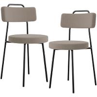 Kit 02 Cadeiras Decorativas Estofada Para Sala De Jantar Barcelona L02 Bouclê Bege - 1