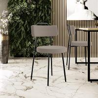 Kit 02 Cadeiras Decorativas Estofada Para Sala De Jantar Barcelona L02 Bouclê Bege - 2