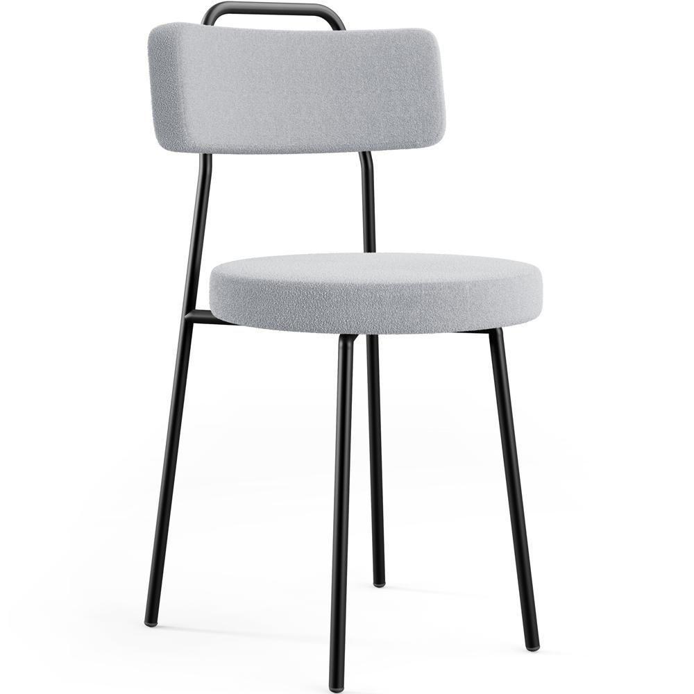 Cadeira Decorativa Estofada Para Sala De Jantar Barcelona L02 Bouclê Cinza - 1