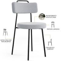 Cadeira Decorativa Estofada Para Sala De Jantar Barcelona L02 Bouclê Cinza - 5