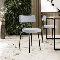 Cadeira Decorativa Estofada Para Sala De Jantar Barcelona L02 Bouclê Cinza - 6