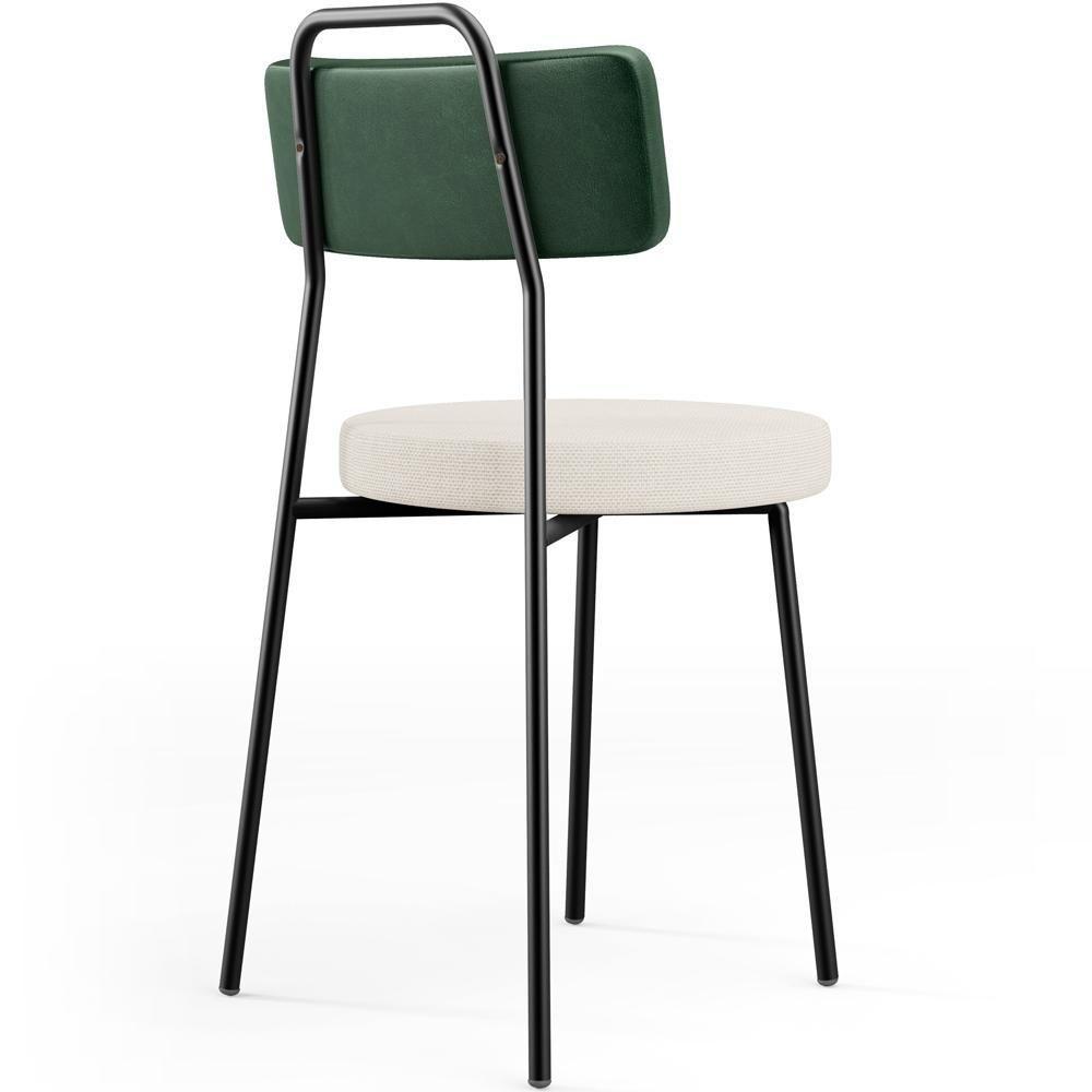 Kit 02 Cadeiras Decorativa Estofada Sala De Jantar Barcelona L02 Facto Verde Musgo Linho Cru - 4